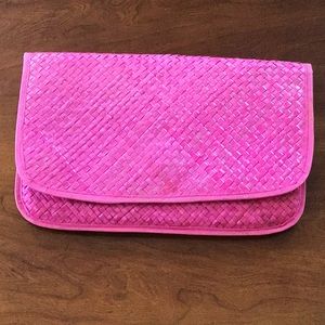 Vintage Quality Pink Woven Straw Purse, from Palm Beach resale boutique